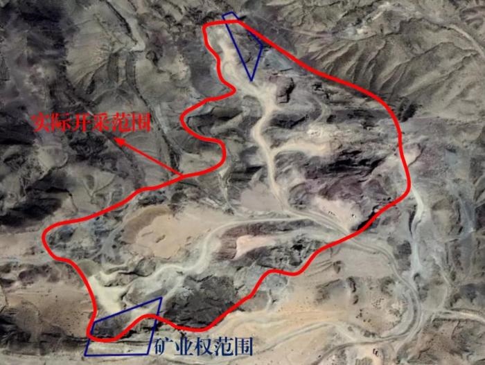 2021年5月的衛(wèi)星遙感影像顯示，白土崗子石料廠(chǎng)礦業(yè)權(quán)面積僅16.65畝，越界開(kāi)采達(dá)207畝，超出12.4倍