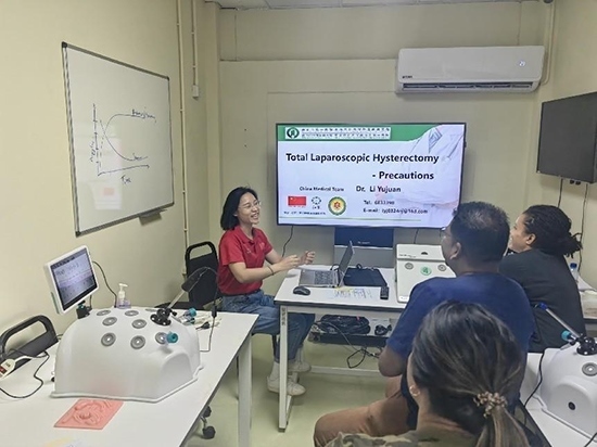 培訓(xùn)現(xiàn)場。第18期援圭亞那醫(yī)療隊供圖