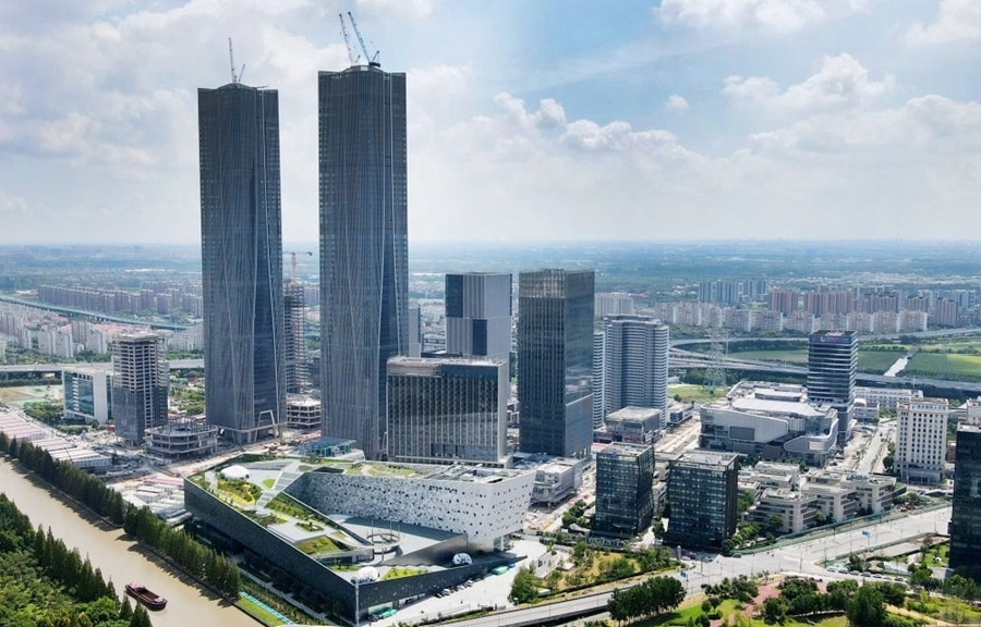 位于上海浦東新區(qū)的張江科學會堂（前）（2023年9月10日攝，無人機照片）。