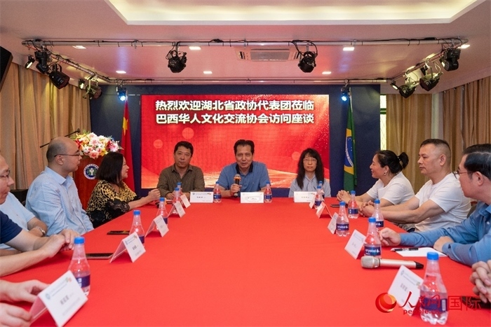 湖北省政協(xié)經(jīng)濟(jì)委員會主任王兆民（中）在座談會上致辭。 人民網(wǎng)記者 陳海琪攝