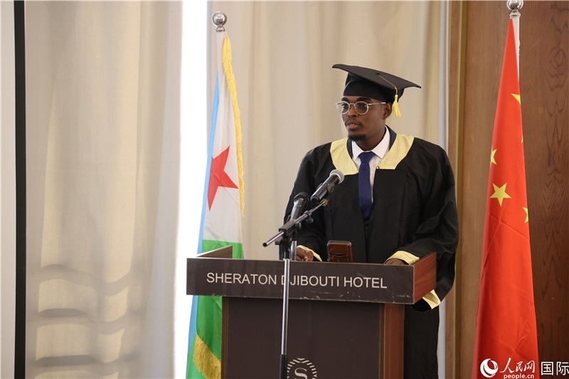吉布提魯班工坊2023屆畢業(yè)生代表發(fā)言。人民網(wǎng)記者 張志文攝