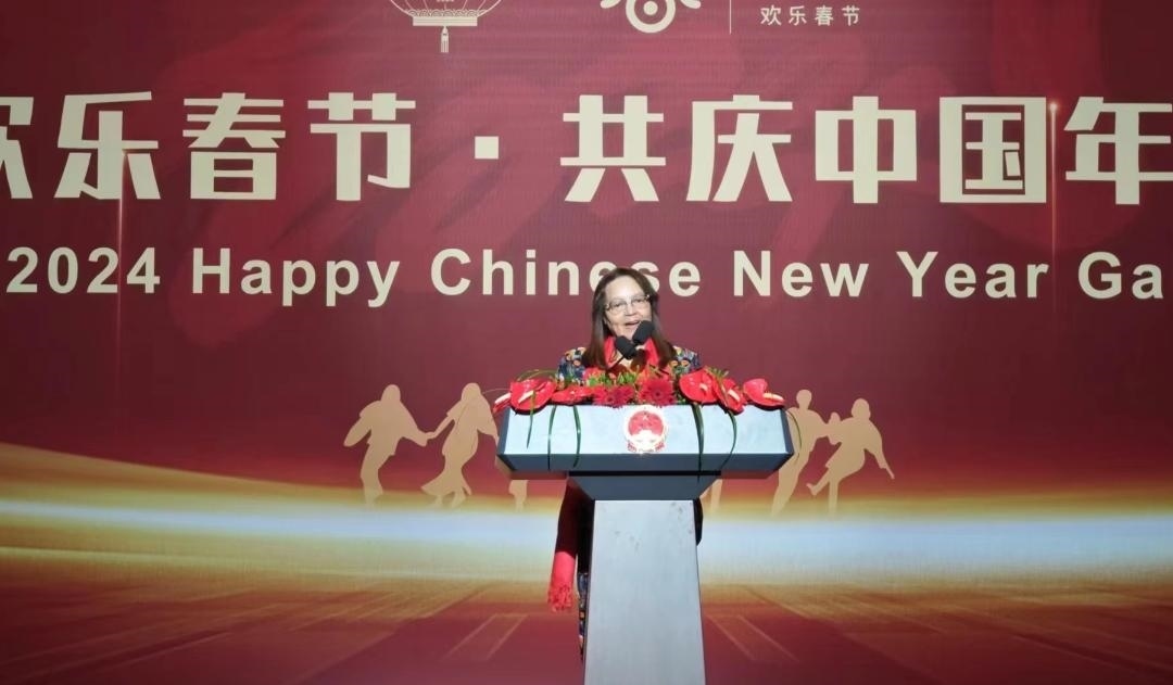 南非旅游部長德利萊女士致辭。中國駐南非大使館供圖