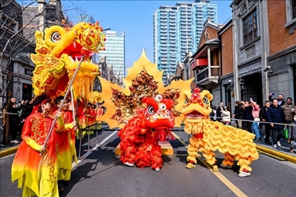 2024年2月10日，上海張園舉辦舞龍舞獅活動，為市民和游客獻上一場視覺盛宴。