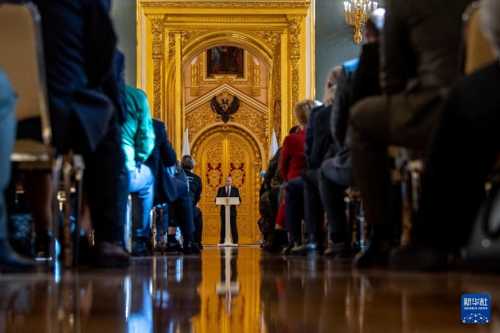 3月20日，俄羅斯總統(tǒng)普京在莫斯科克里姆林宮與其競(jìng)選團(tuán)隊(duì)代表舉行見面會(huì)。新華社記者 曹陽 攝