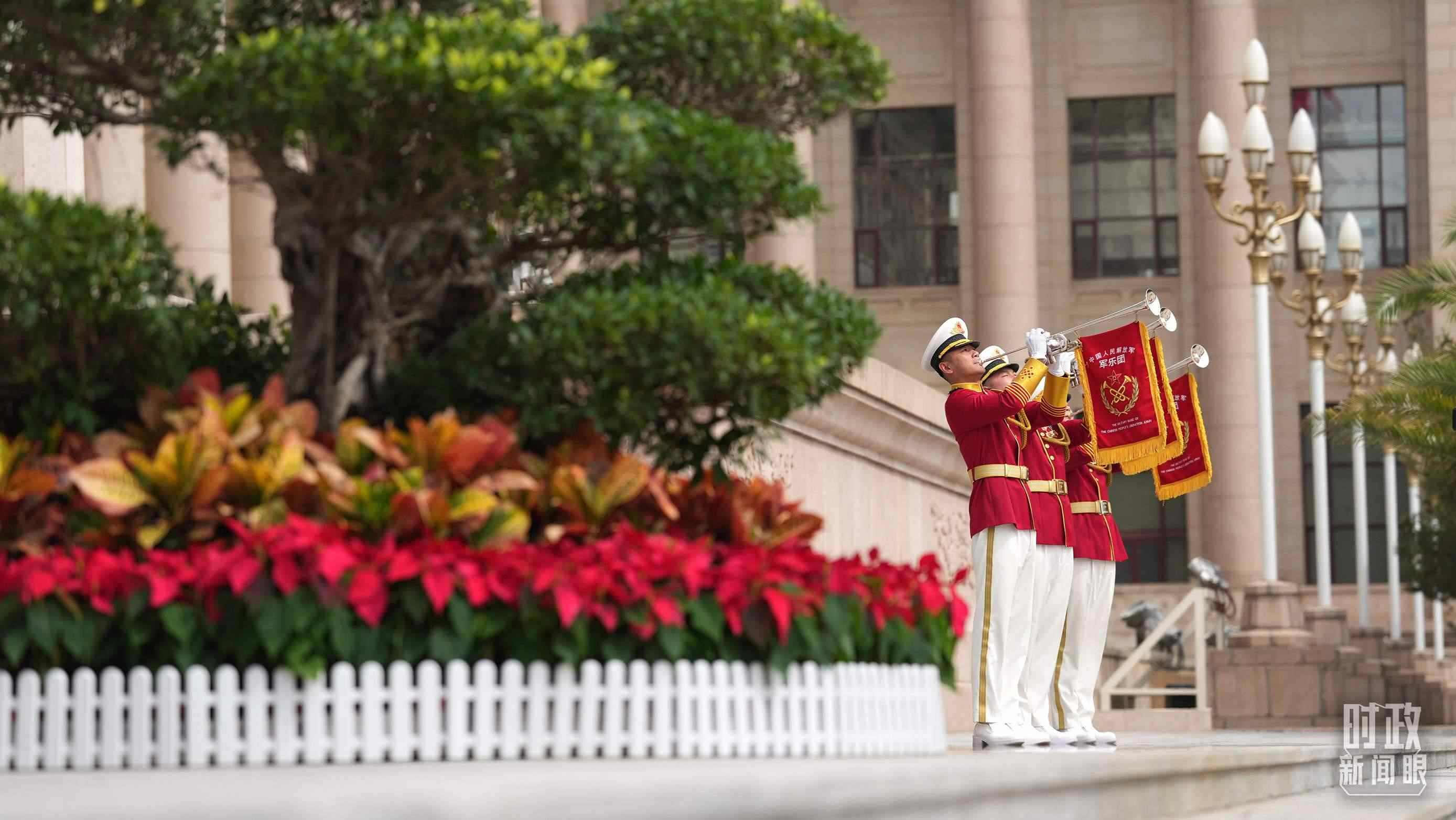 △歡迎儀式現(xiàn)場(chǎng)。（總臺(tái)國(guó)廣記者李晉拍攝）