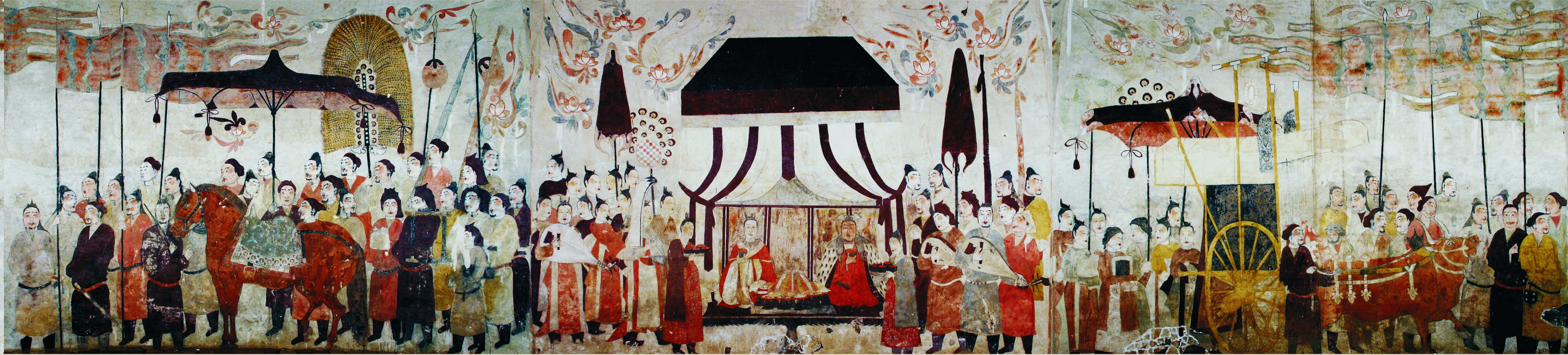 這是徐顯秀墓室壁畫展開圖。太原北齊壁畫博物館供圖