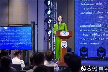 中國(guó)駐泰國(guó)大使館公使銜參贊常禹萌致辭。（普拉維攝）