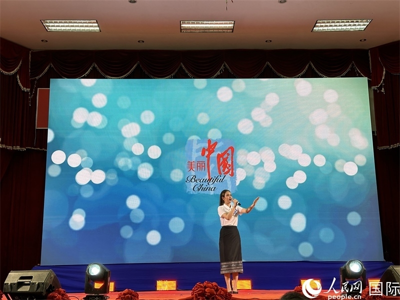 圖片：老撾選手進(jìn)行中文演講。孫廣勇攝