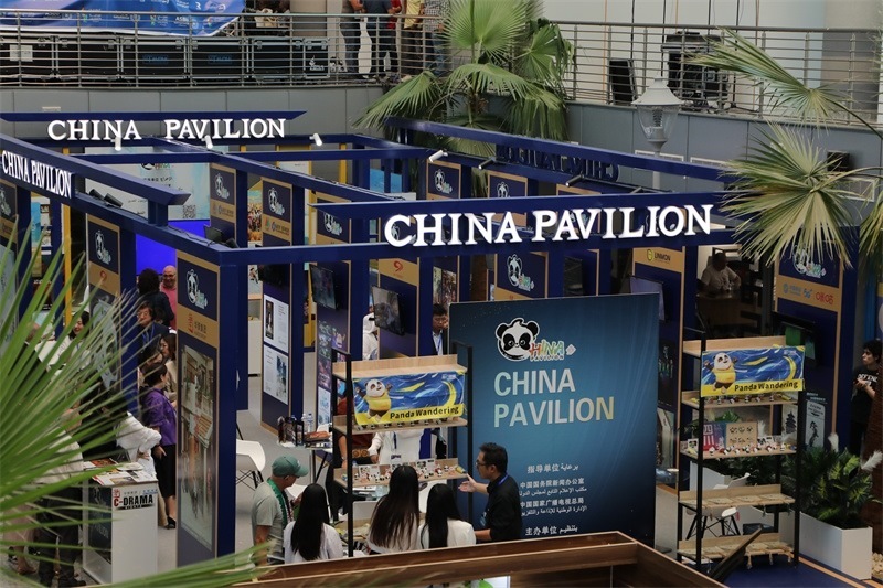 中國(guó)聯(lián)合展臺(tái)亮相阿拉伯廣播電視節(jié)。主辦方供圖