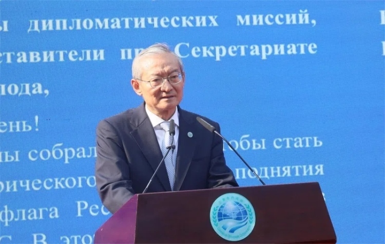 上合組織秘書(shū)長(zhǎng)張明出席活動(dòng)并致辭。主辦方供圖