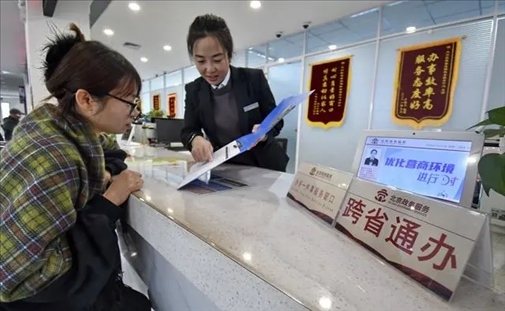 2024年3月25日，北京大興區(qū)，工作人員為群眾辦理跨省政務事宜。