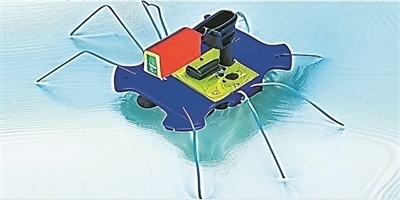 一種能夠在水面上滑行的自供電“蟲子”機(jī)器人。圖片來源：紐約州立大學(xué)賓漢姆頓分校