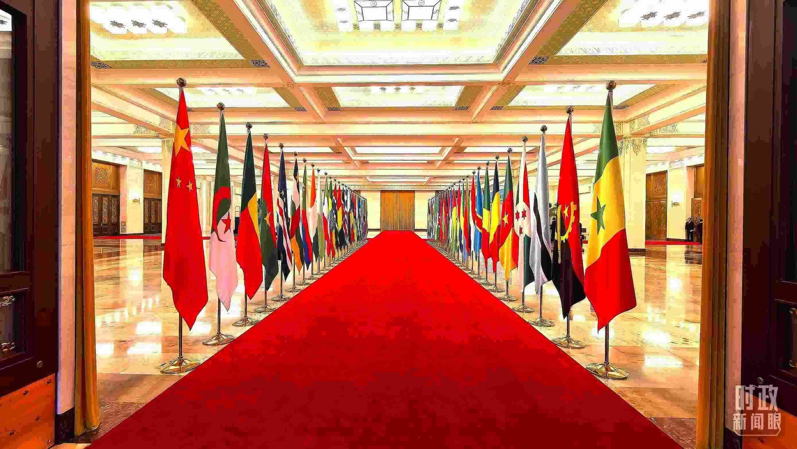  △人民大會堂內(nèi)的旗陣。（總臺央視記者馬超拍攝）