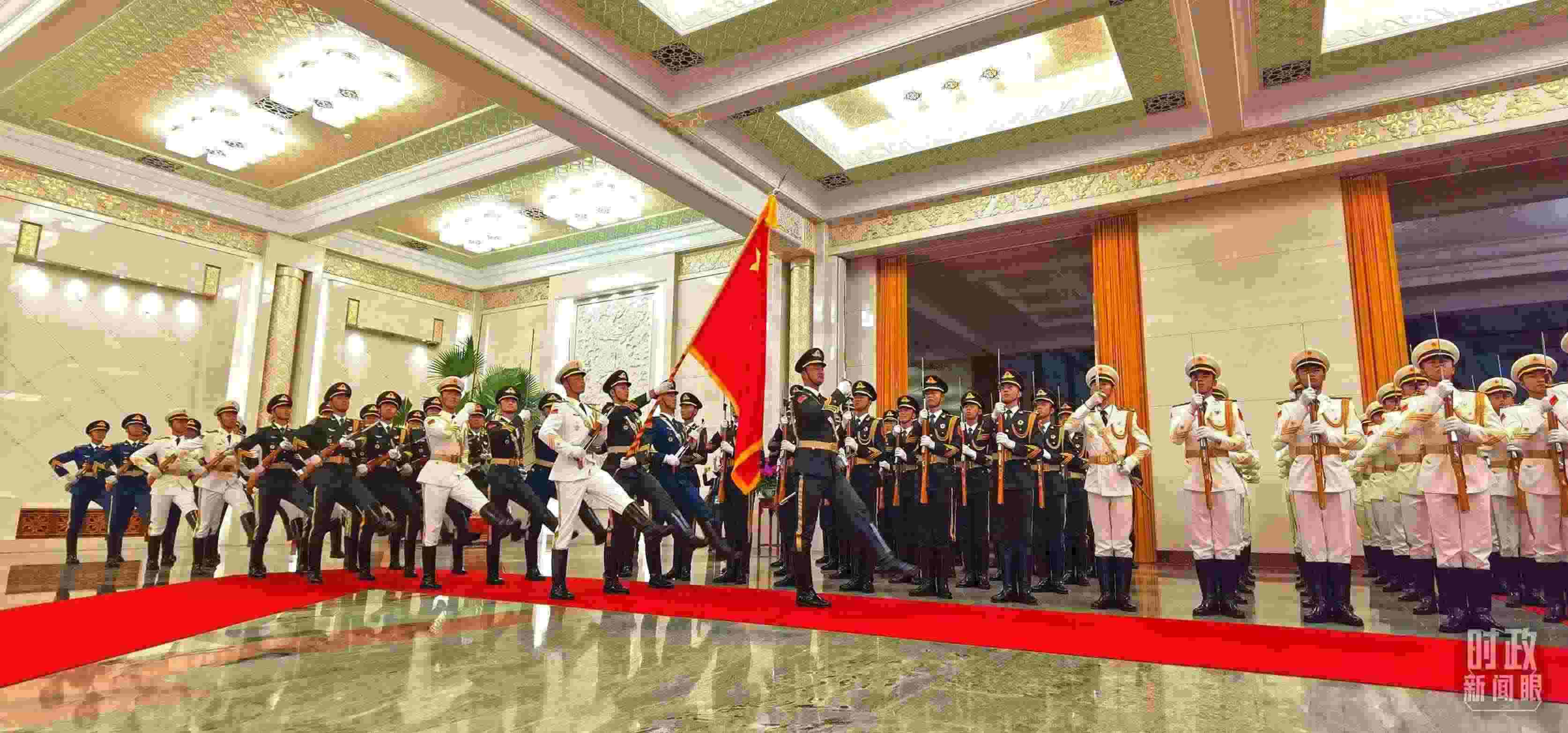 歡迎儀式上的儀仗隊。（總臺央視記者郭鴻拍攝）