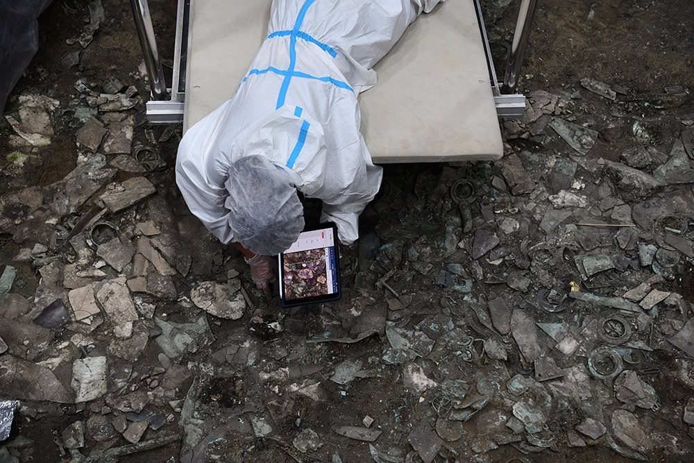 2022年6月28日，四川德陽，三星堆7號祭祀坑發(fā)掘現(xiàn)場。