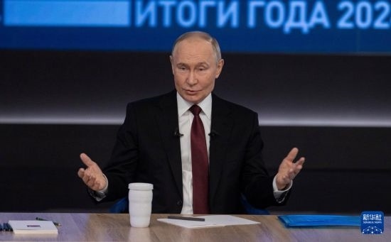 12月19日，在俄羅斯首都莫斯科，俄羅斯總統(tǒng)普京在“年度盤點(diǎn)”活動(dòng)上講話。新華社記者 白雪騏 攝