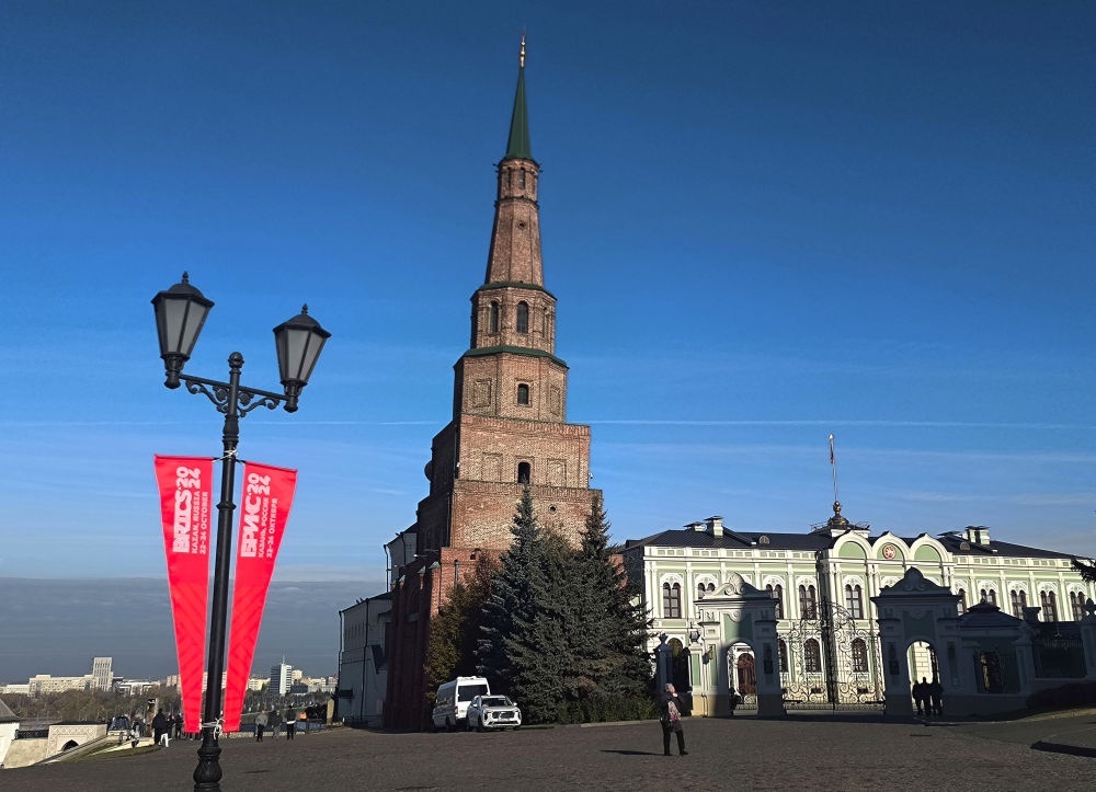 這是2024年10月20日拍攝的俄羅斯喀山克里姆林宮一景。新華社記者 丁海濤 攝