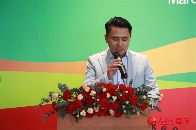 泰國華人青年商會會長刁刻佳發(fā)表講話。朱瀟逸攝