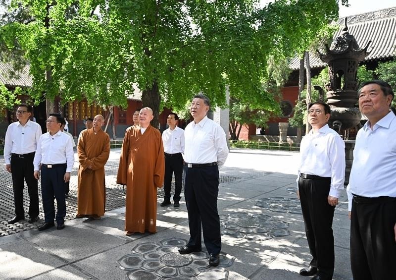 △2025年5月19日，習(xí)近平總書(shū)記在河南洛陽(yáng)白馬寺考察。